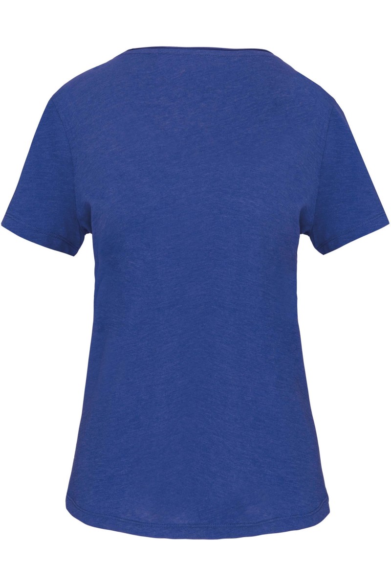 T-shirt Bio col à bords francs manches courtes femme