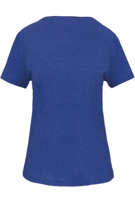 T-shirt Bio col à bords francs manches courtes femme