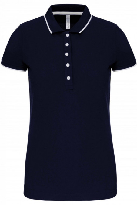 Polo maille piquée manches courtes femme