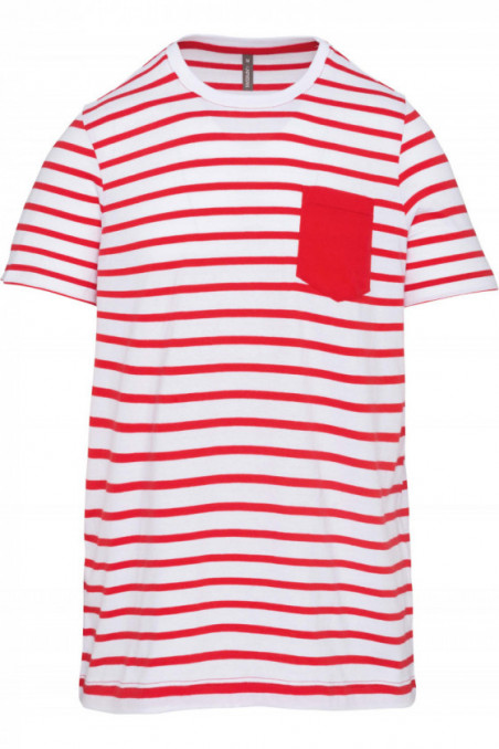 T-shirt rayé marin avec poche manches courtes enfant