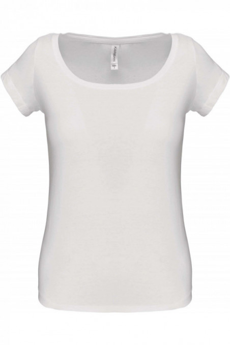 T-shirt col bateau manches courtes femme