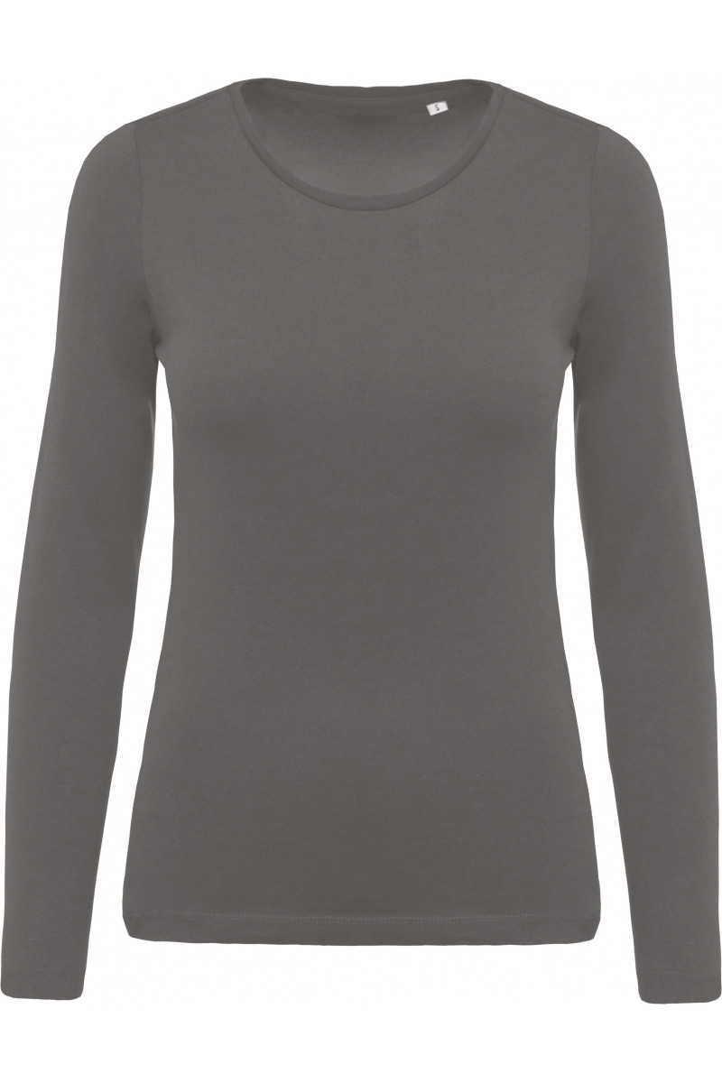 T-shirt coton Bio col rond manches longues femme