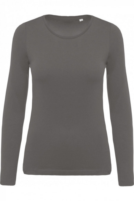 T-shirt coton Bio col rond manches longues femme