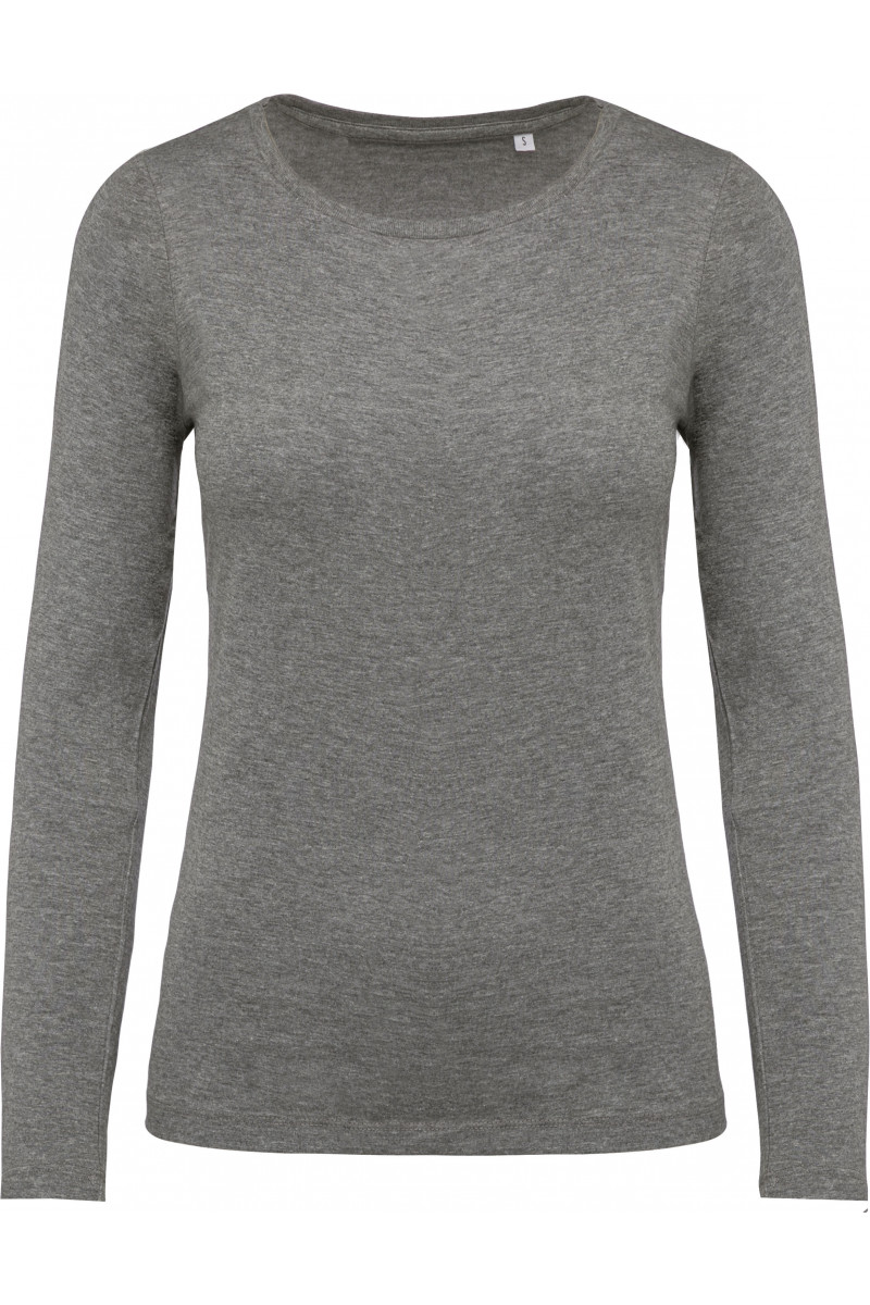 T-shirt coton Bio col rond manches longues femme