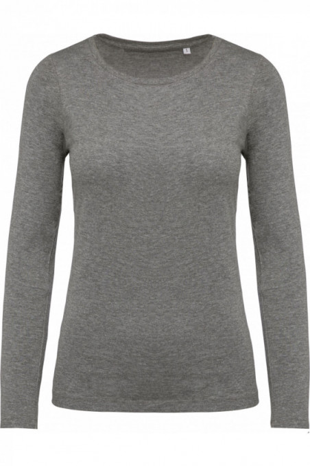 T-shirt coton Bio col rond manches longues femme