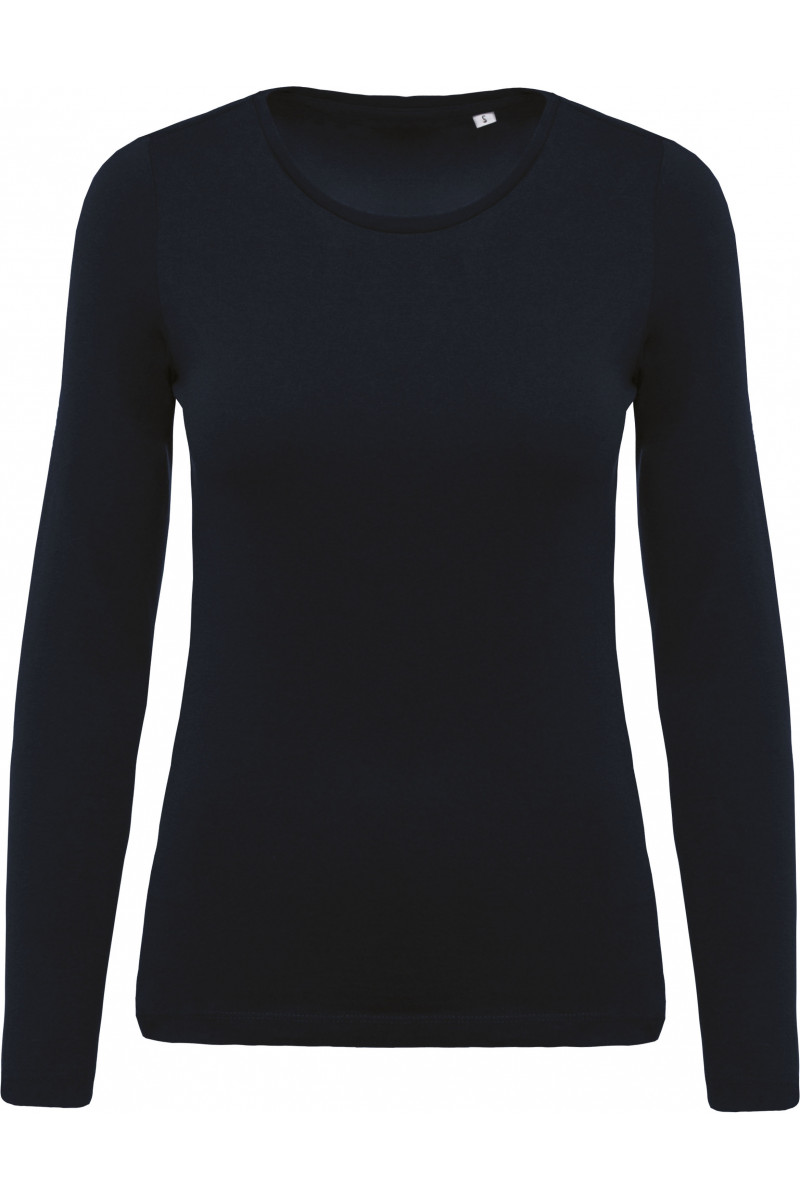 T-shirt coton Bio col rond manches longues femme