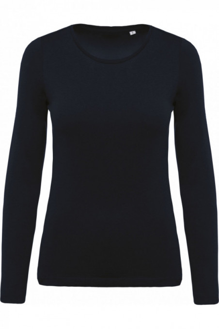 T-shirt coton Bio col rond manches longues femme