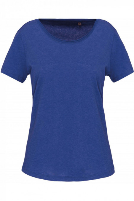 T-shirt Bio col à bords francs manches courtes femme