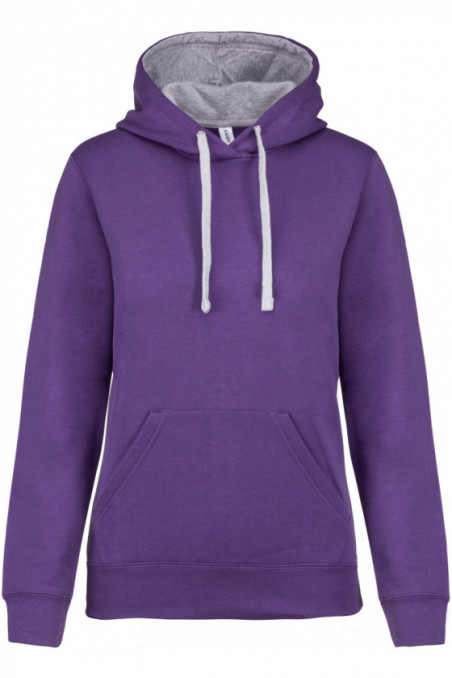 Sweat-shirt capuche contrastée femme