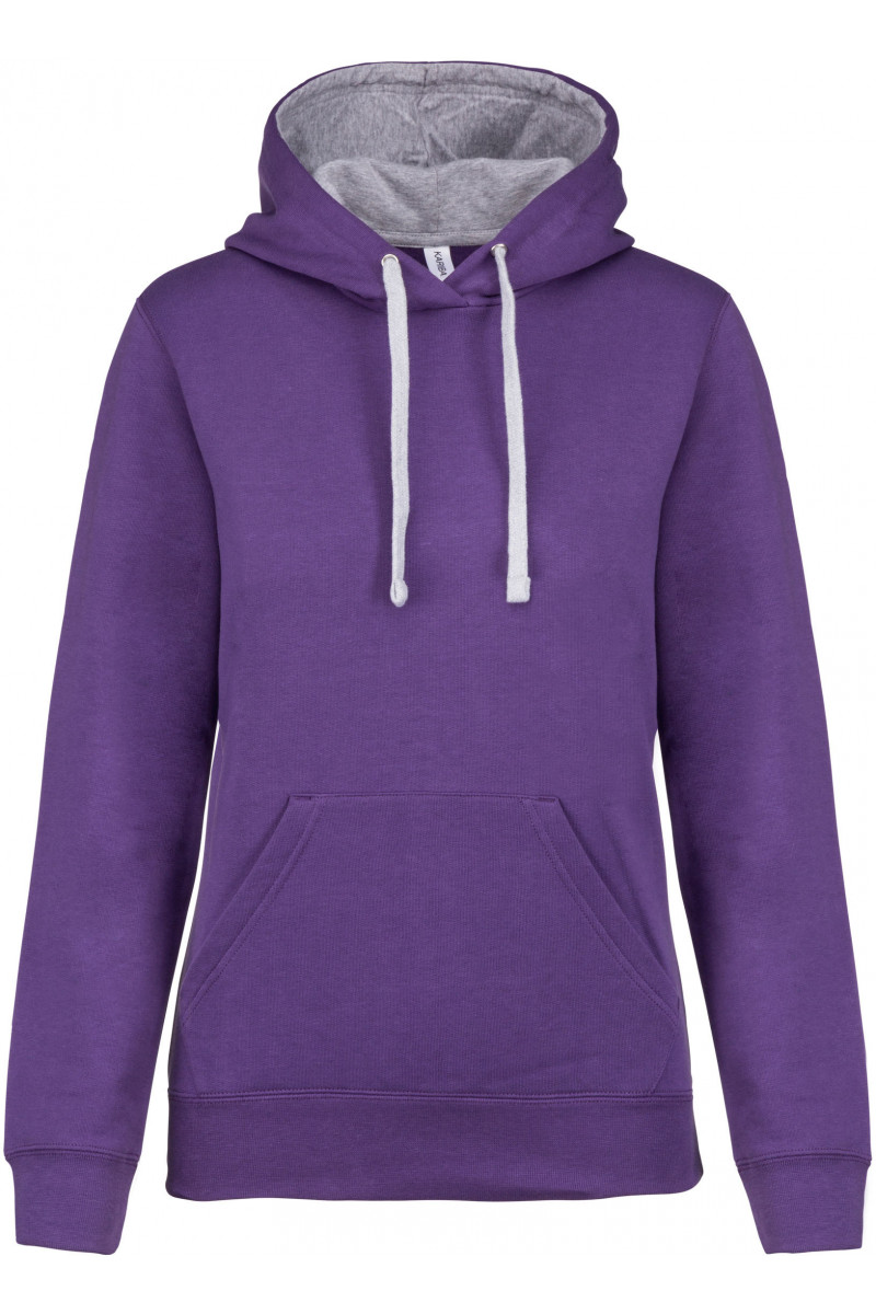 Sweat-shirt capuche contrastée femme