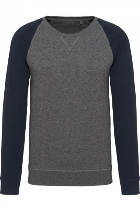 Sweat-shirt Bio bicolore col rond manches raglan homme