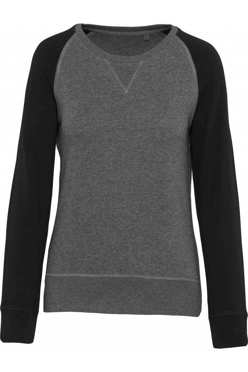 Sweat-shirt Bio bicolore col rond manches raglan femme