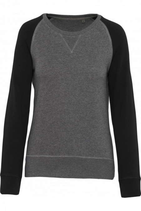 Sweat-shirt Bio bicolore col rond manches raglan femme