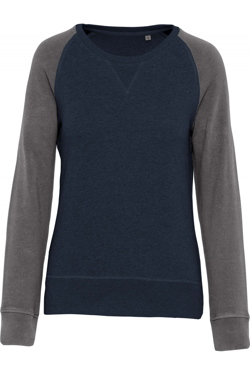 Sweat-shirt Bio bicolore col rond manches raglan femme