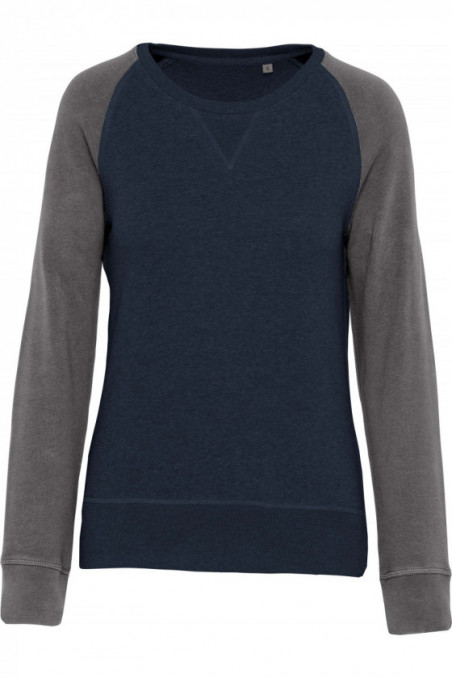 Sweat-shirt Bio bicolore col rond manches raglan femme