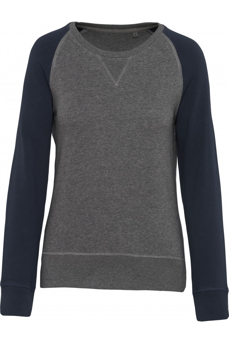 Sweat-shirt Bio bicolore col rond manches raglan femme