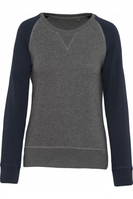 Sweat-shirt Bio bicolore col rond manches raglan femme