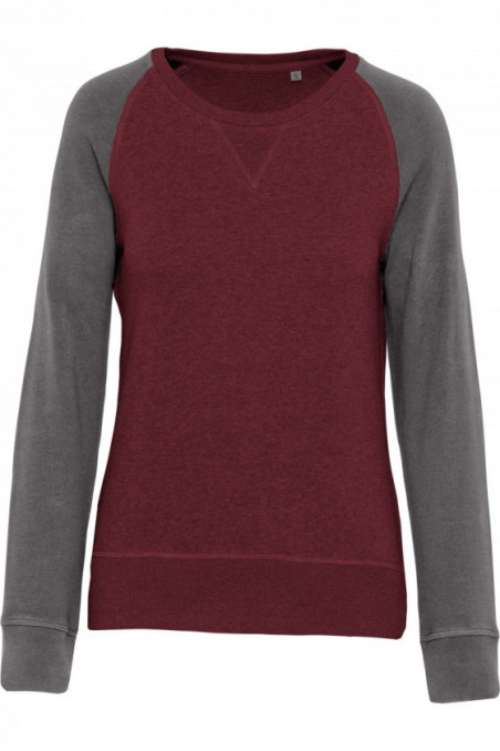 Sweat-shirt Bio bicolore col rond manches raglan femme
