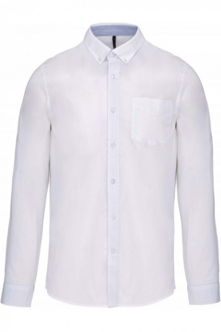Chemise popeline lavée manches longues