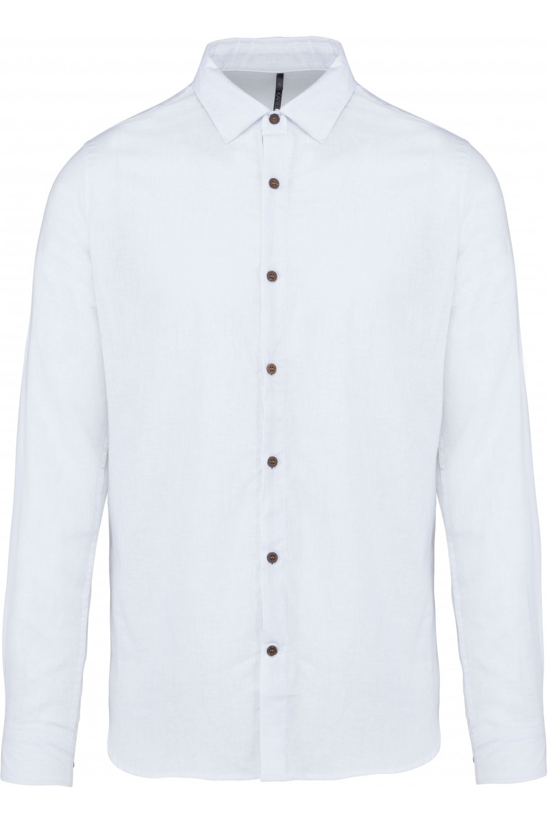 Chemise lin et coton manches longues homme