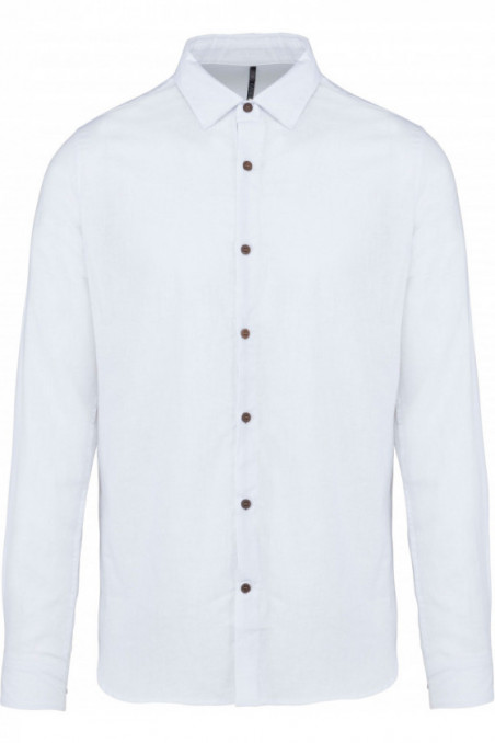 Chemise lin et coton manches longues homme