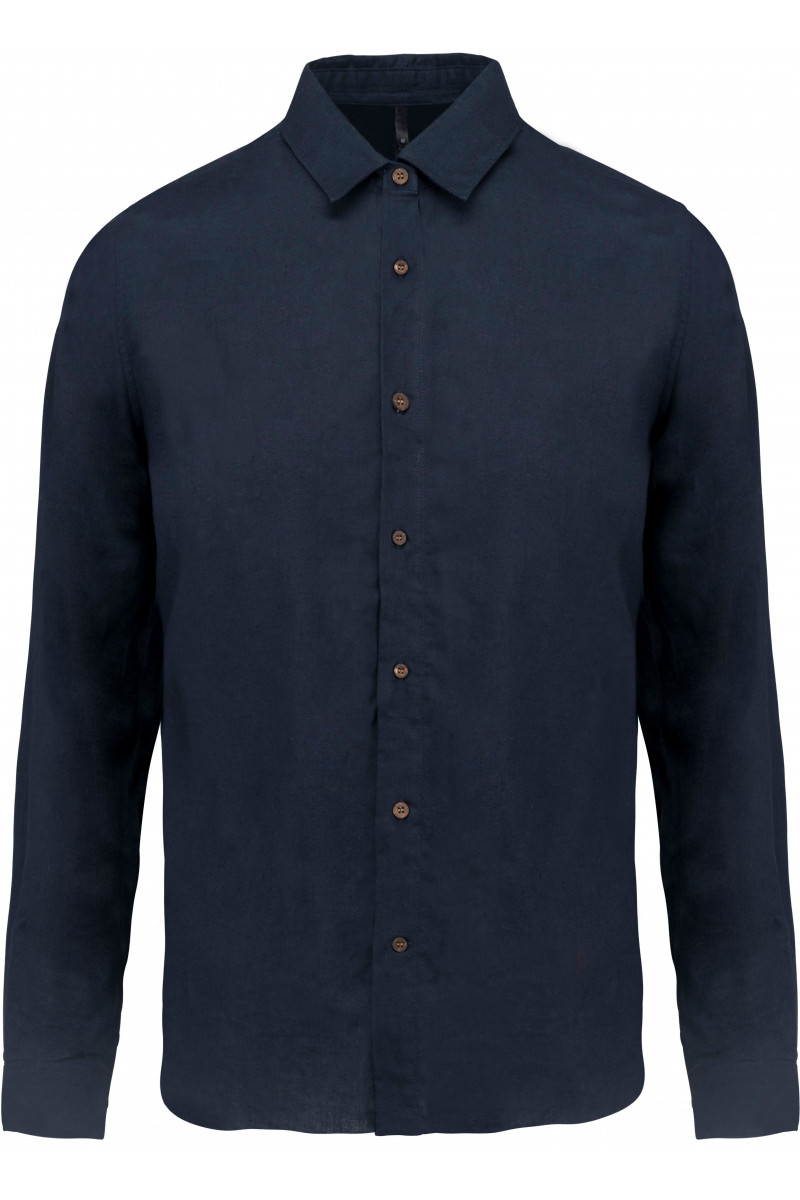 Chemise lin et coton manches longues homme