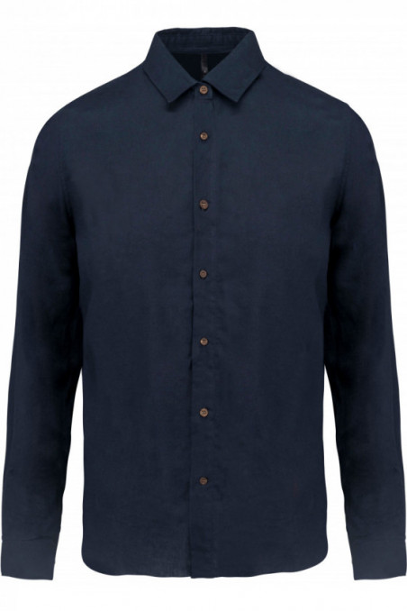 Chemise lin et coton manches longues homme