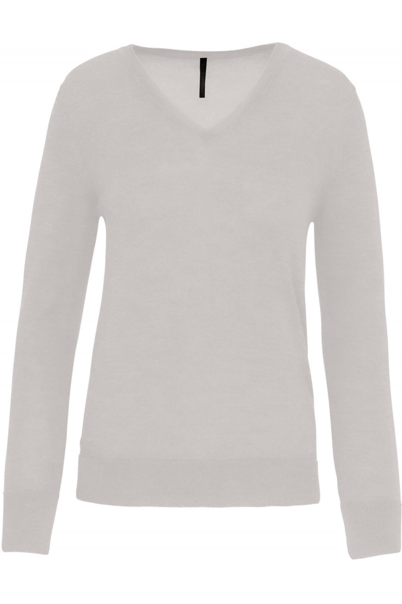 Pullover mérinos col V femme