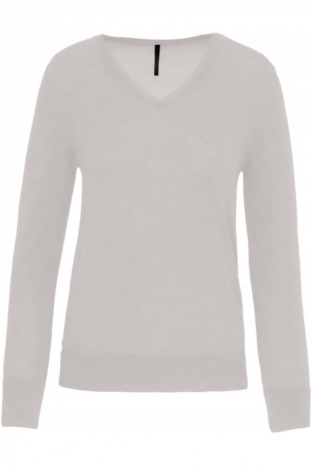 Pullover mérinos col V femme
