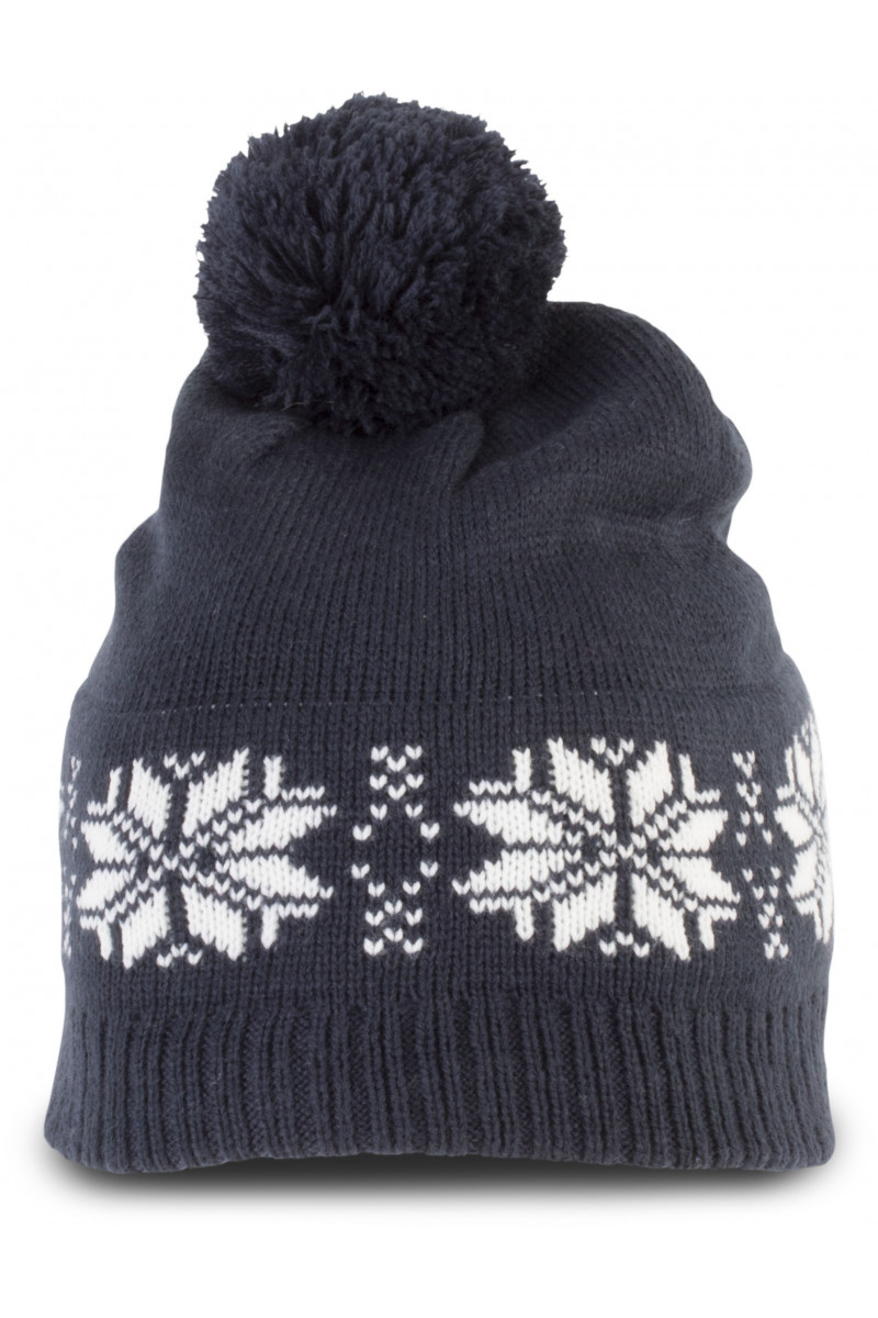 Bonnet de Noël tricoté motif étoiles