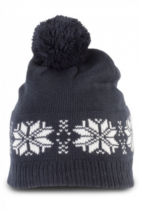 Bonnet de Noël tricoté motif étoiles