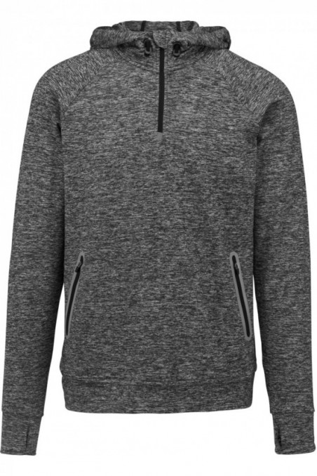 Sweat-shirt à capuche 1/4 zip sport unisexe