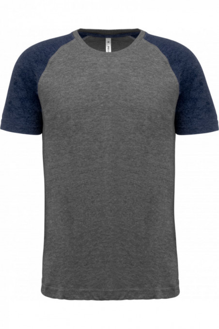 T-shirt triblend bicolore sport manches courtes unisexe